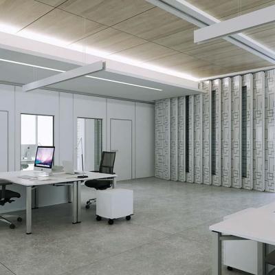 Parked glazed mobile wall